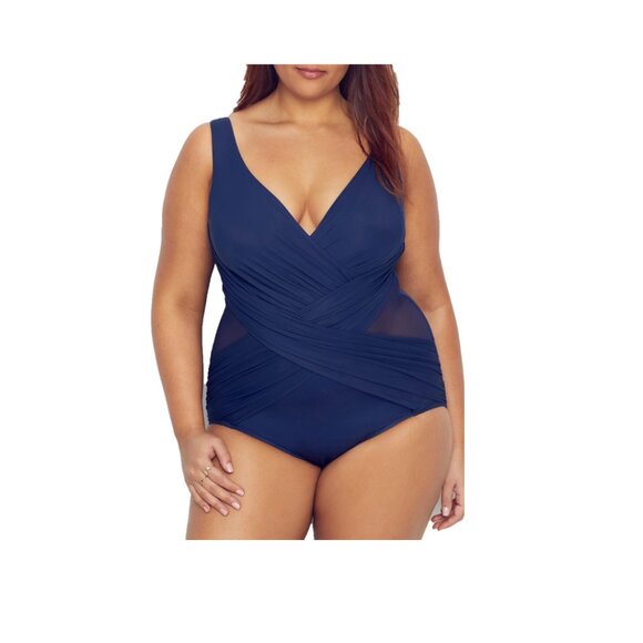 Miraclesuit Crossover One Piece Swimsuit Midnight Blue - Picture 1 of 8